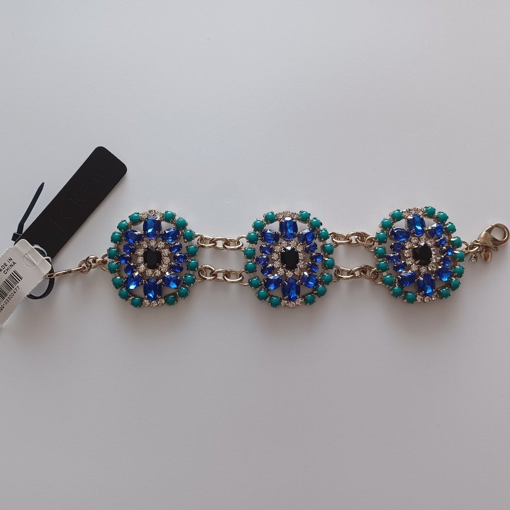 J.Crew Multi-Stone Gold Tone Chain Bracelet, NWT